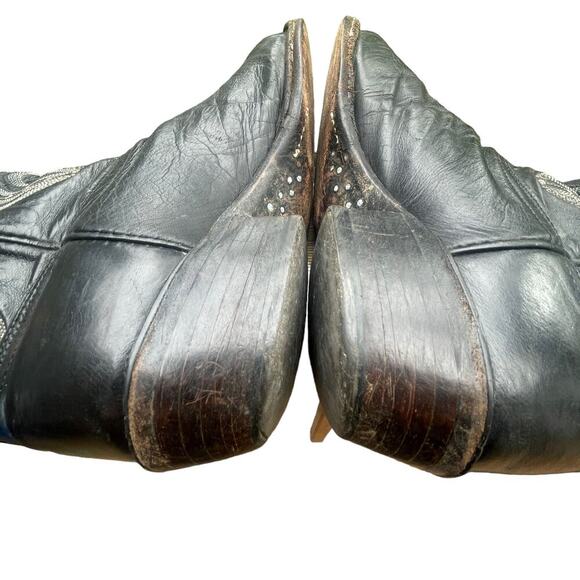 Lucchese 2000 Black Leather Cowboy Boots Snip Toe Mens 8 D main image 9